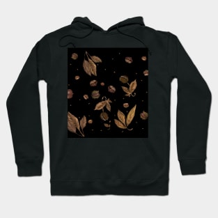 Watercolor autumn chestnuts on branches in pastel colors Hoodie